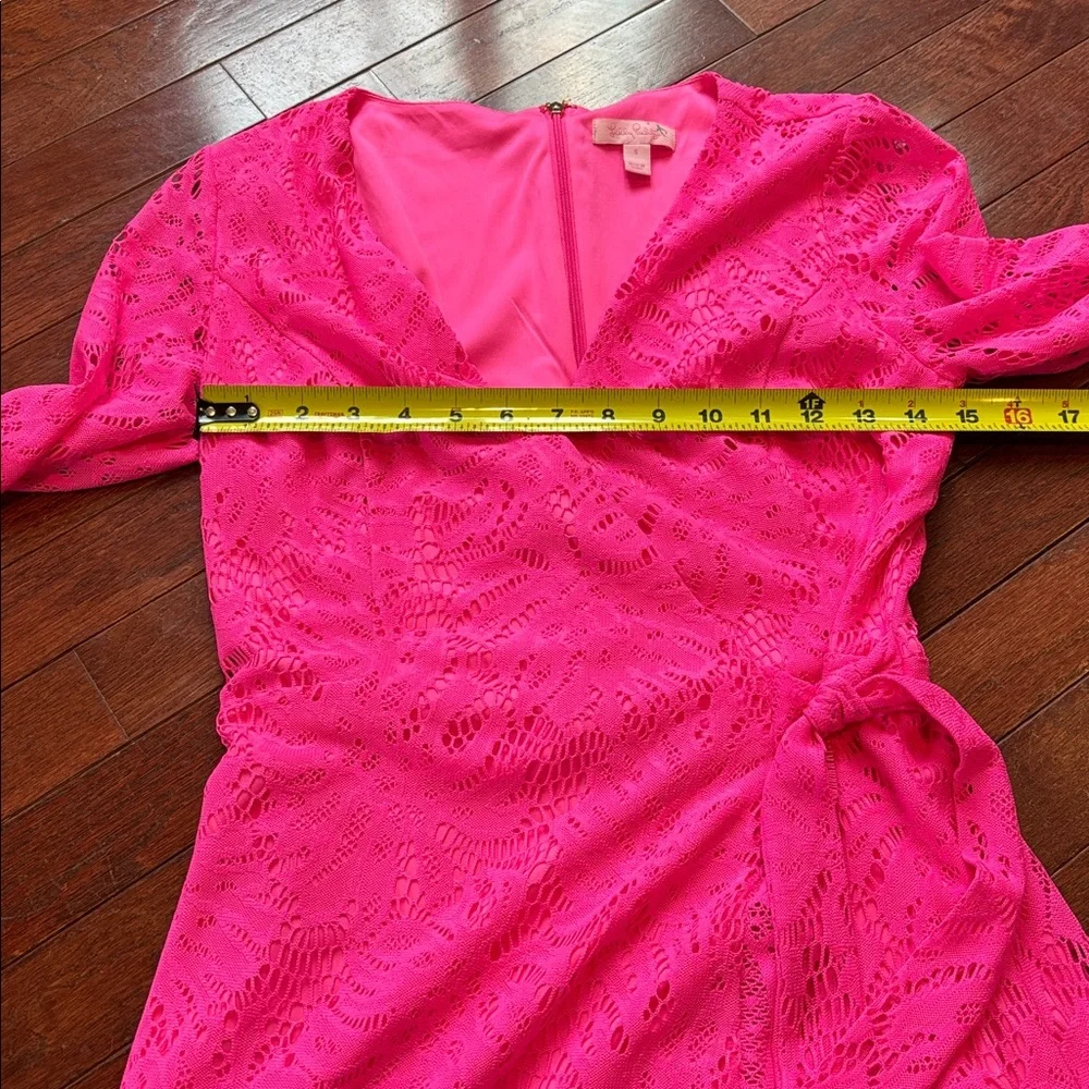 Lilly Pulitzer lace Tiki Wrap Romper In Pink size small dress shorts 1-pc - Picture 9 of 10